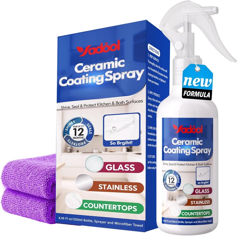 Yadool Home Ceramic Coating Spray Kit - Shine, Seal & Protect Kitchen & Bath Surfaces, High-Gloss, Repels Stains & Grime Effective - Great for Stainless Steel, Sinks, Countertops, Glass, and More - Image 1